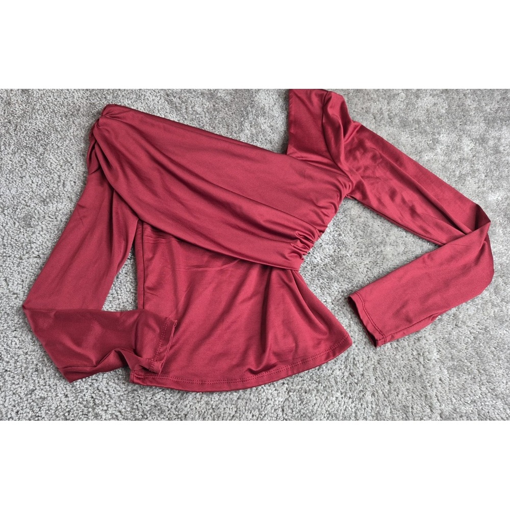 Riley & James Women's Long Sleeve Blouse Red‎ Size Medium Off Shoulder